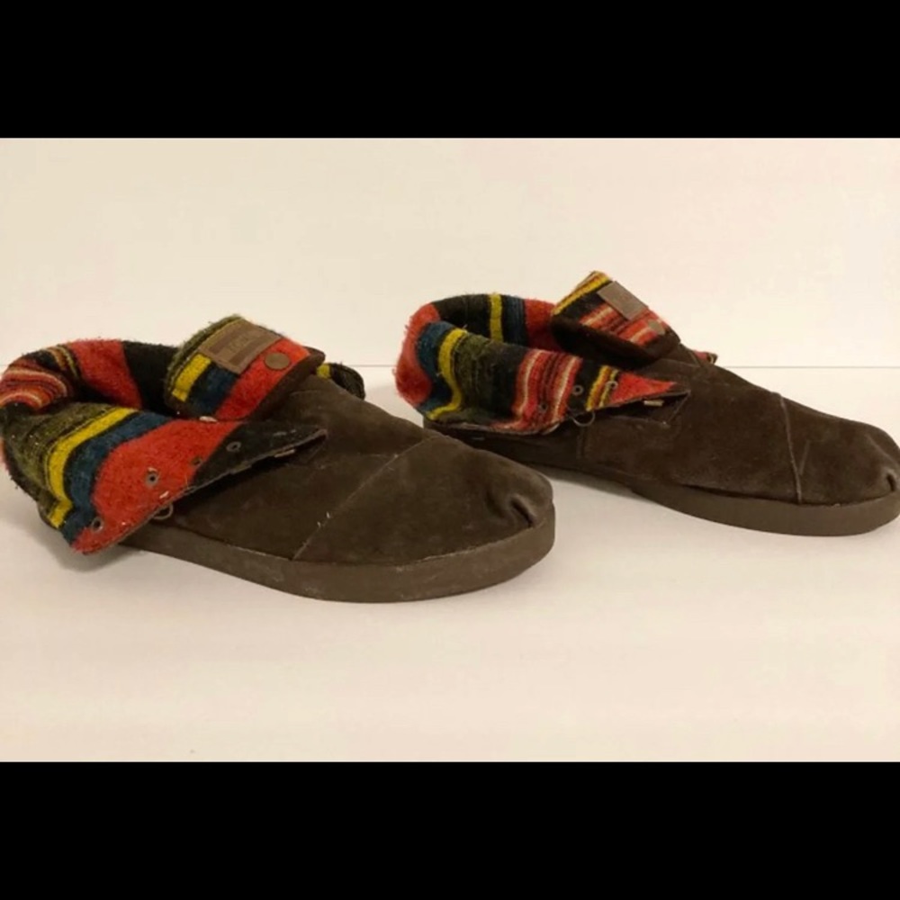 Toms Suede Tribal Fold Over Moccasin Booties 9.5M